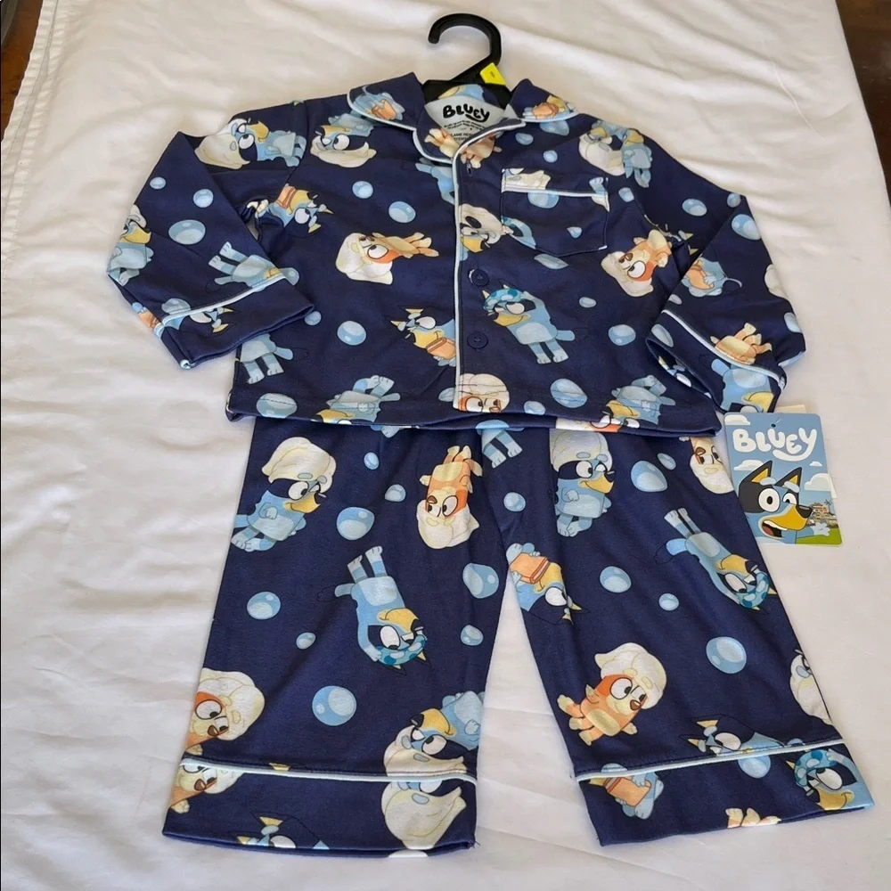 Children's Navy Blue Character Print Pajama Set
